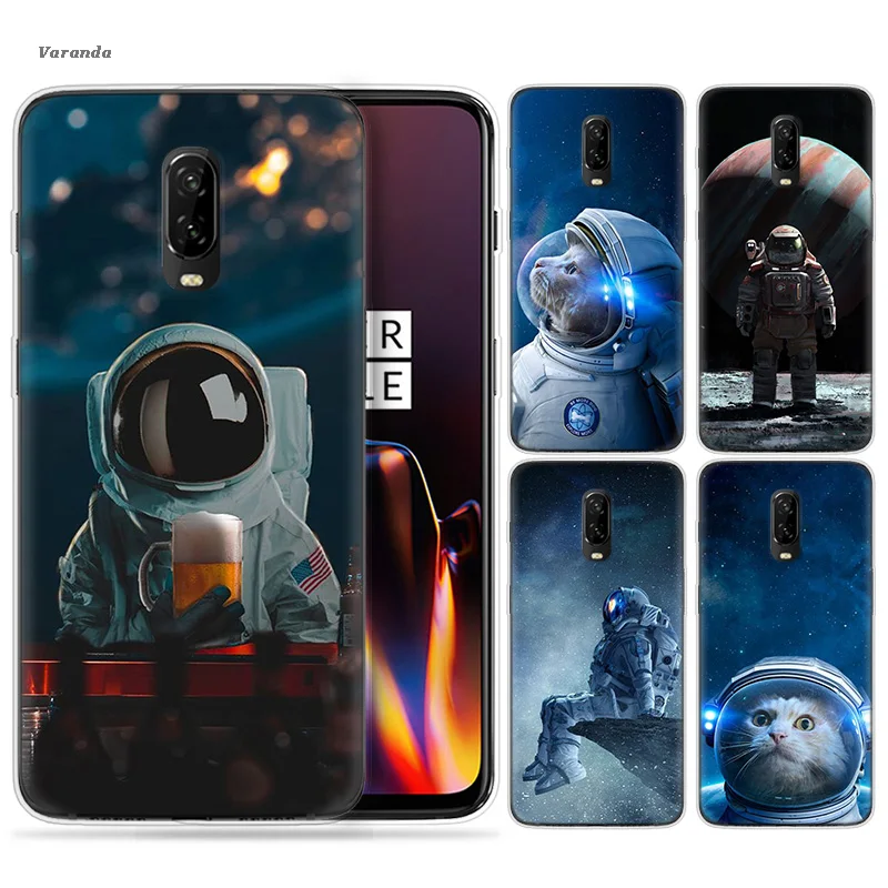 

Funny Space Love Moon Astronaut Cat Case Shell Coque for Oneplus 7 5G 6 6T Pro Coque Rubber Case Cover Accessory High Quality