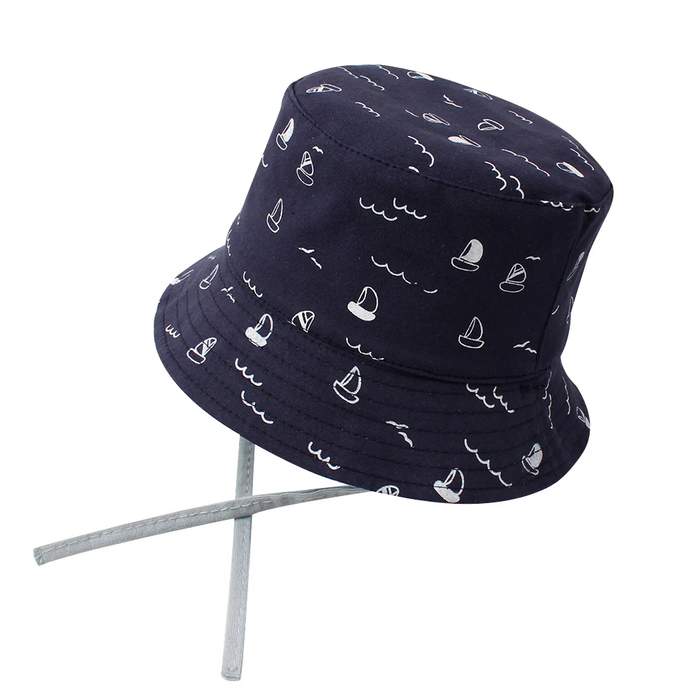 Fashion Smile Baby Bucket Hat 2 Side Use Cute Print Baby Hat For Girls Lace Up Wide Brim Boys Cap Autumn Baby Boys Clothing   (19)