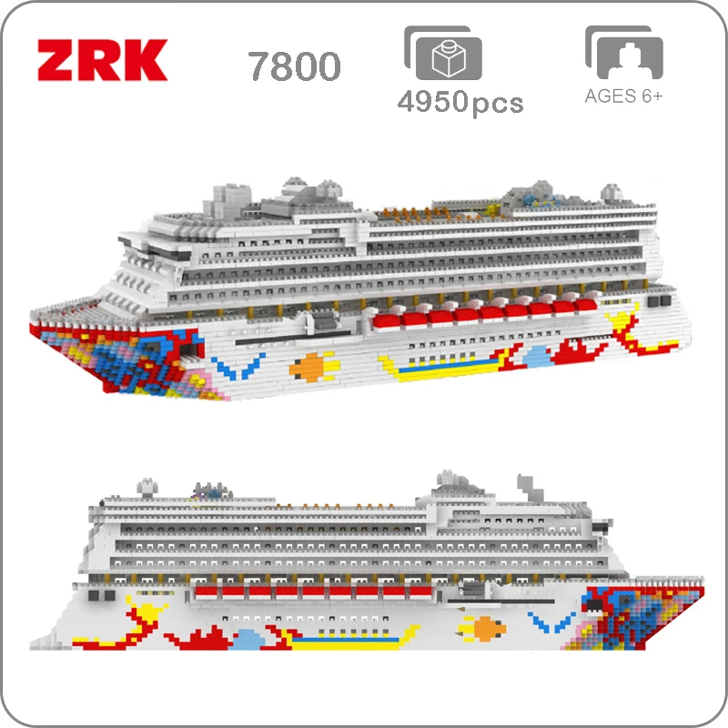

ZRK Luxury Cruise Liner Ship Big White Boat 3D Model DIY Diamond Mini Building Micro Blocks Bricks Assembly Toy Gift