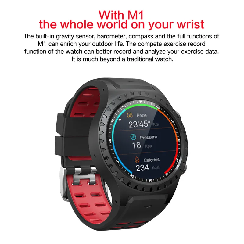 

2019 NEW M1 Smart Watch GPS Smart watch IP67 Waterproof Support Compass Bluetooth Call Heart Rate Monitor Multi Sport Modes