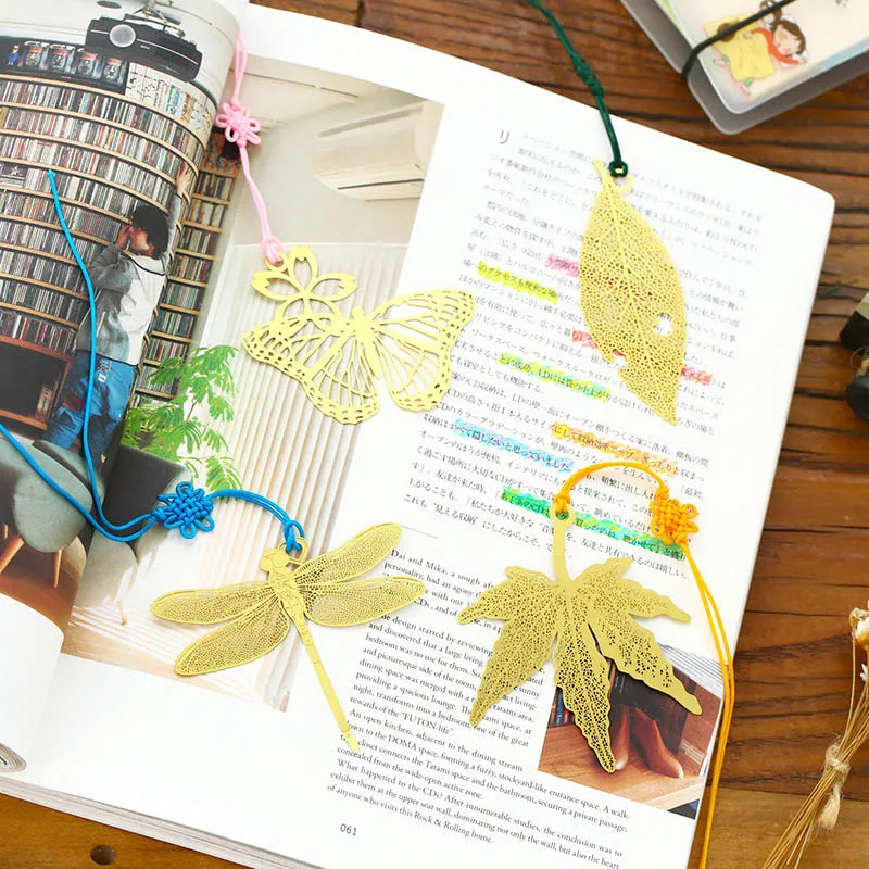 

Vintage Gold Metal Bookmark Marque Page Kawaii Leaf Book Markers For Books Stationery Gift School Supplies Student 734