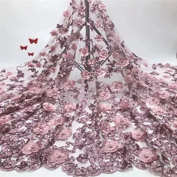 

Madison High Quality Nigerian 3D Wedding Lace Fabric Latest African Lace 2019 French Net Lace Fabric With beads Material