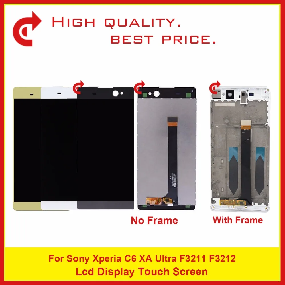 

High Quality 6.0" For Sony Xperia C6 XA Ultra F3211 F3212 LCD Display With TouchScreen Digitizer Sensor Panel+Free Shipping