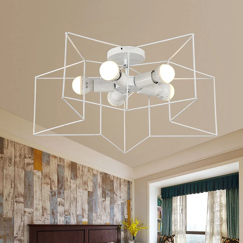 Metal Star 5 Lights Flush Mount Modern LED Ceiling Lamps For Bedroom Living Room Black White Ceiling Lights Home Lighting Lustre De Sala (8)