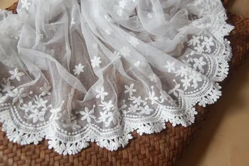 

40cm Width White lace trim Embroidery lace fabric Wedding dress lace accessories