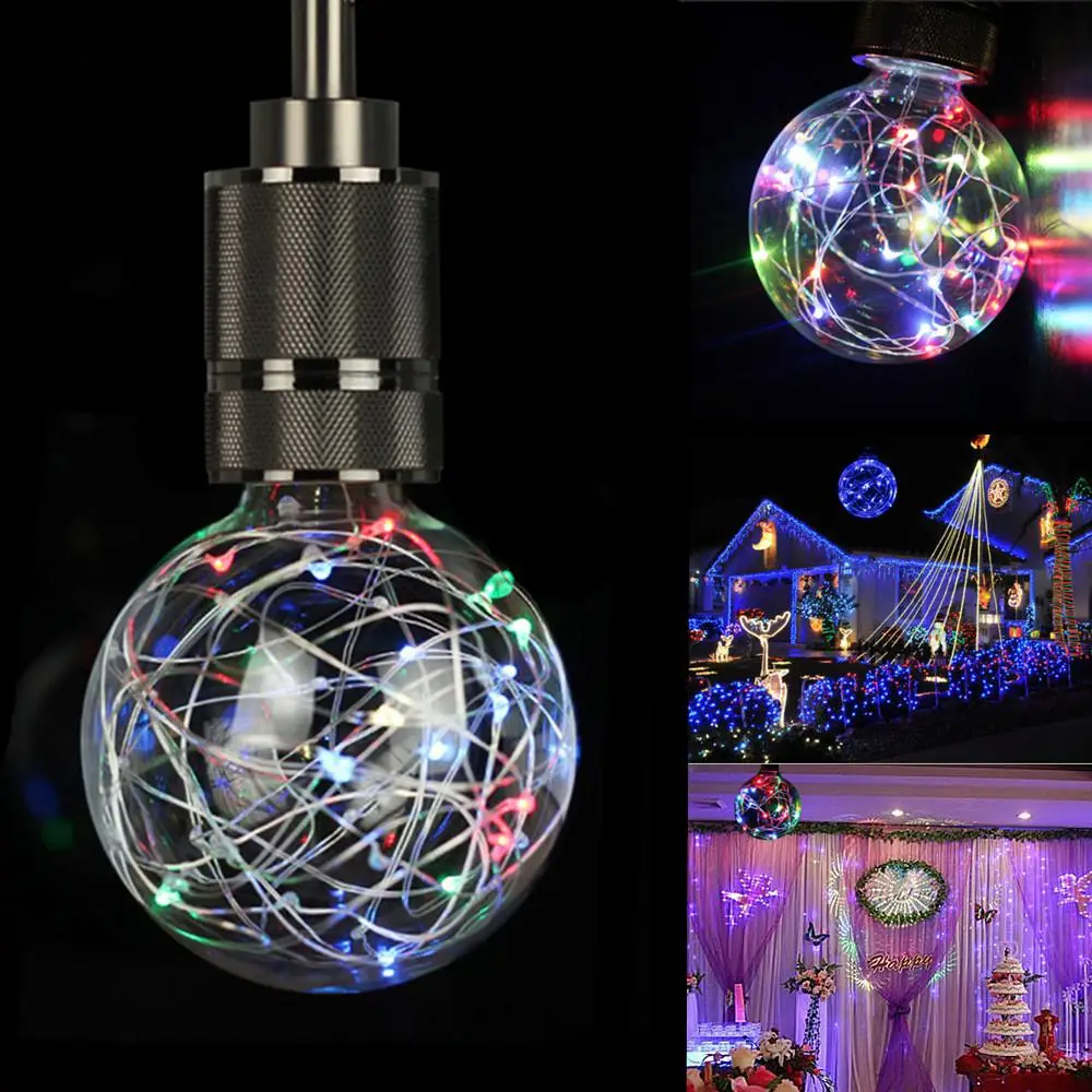 

TPFOCUS 1PC 7Colors Flashing G95 Copper Wire Light Bulb for Bar Hotel Decoration E27