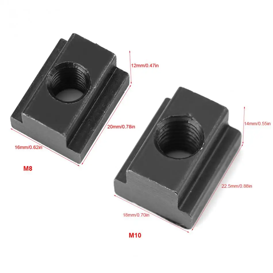 

5 Pcs/lot T-slots Nuts Black Oxide Finish T-slots Nuts M8/10 Threads Fit Into T-slots In Machine Tool Tables Fasteners