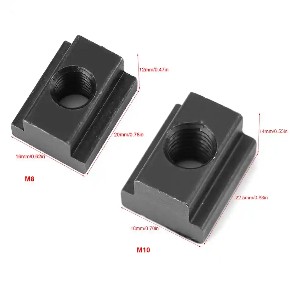 High Hardness and High Strength 5 pcs Black Oxide Finish T-Slot Nut M8 M8//10 Threads T Sliding Nut T Nuts Fit Into T-Slots in Machine Tool Tables