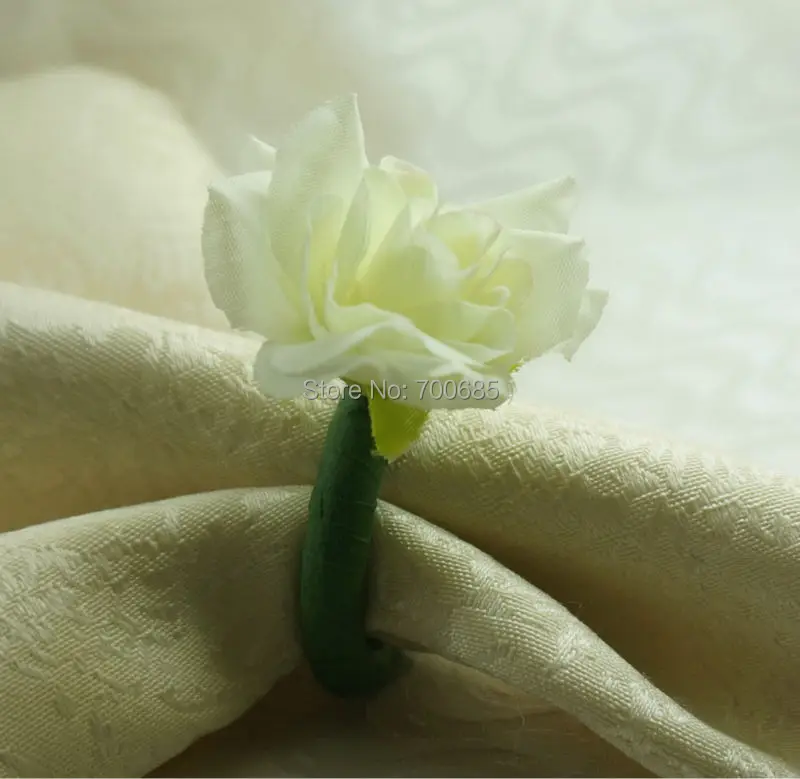 white silk flower napkin ring, napkin holder,ring weightring leafring