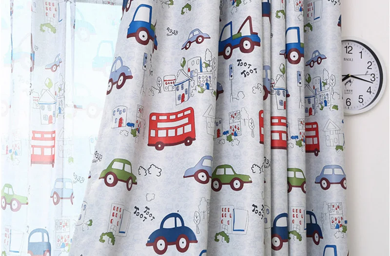 Маленькие занавески для машины для детской комнаты, Затемненные занавески для гостиной, тюлевые занавески для детской комнаты с рисунком, WP146-30
