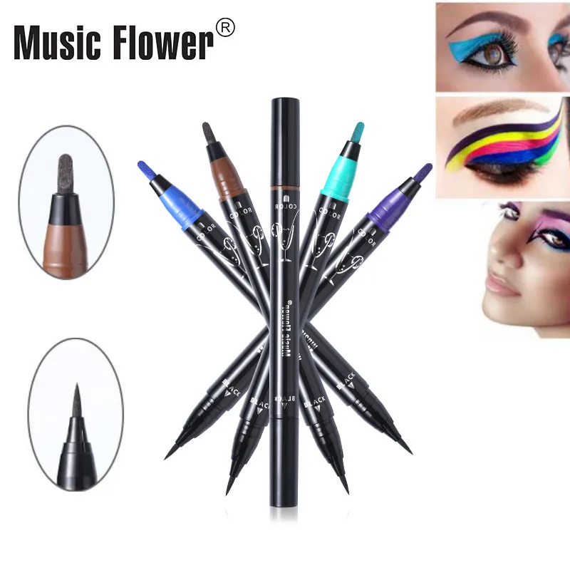 

2 Color Double Ended Liquid Eyeliner Pencil Waterproof Music Flower Eye Liner Pen Long-lasting Cosmetics Brand Eyes Makeup Liner