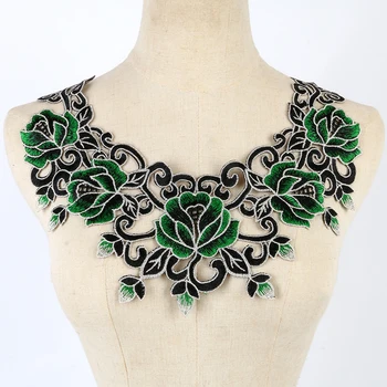 Green Floral Lace Collar Fabric Trim DIY Embroidery Neckline Collar Applique Sewing Craft Scrapbooking NL023 1