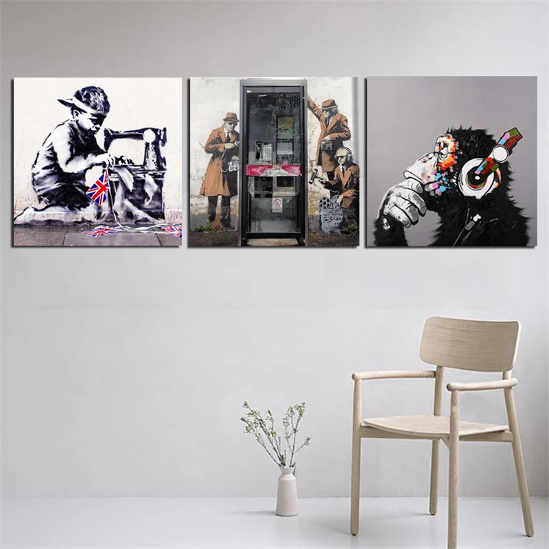 BANKSY CANVAS PICTURES PULP FICTION STAR WARS WALL ART PRINTS DECORATION POSTER