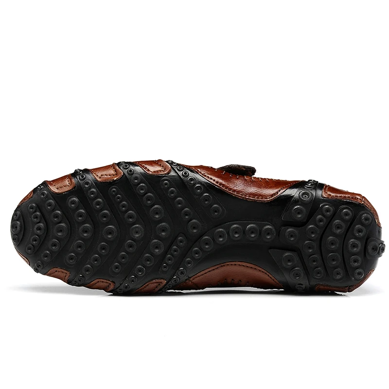 Nouvelle Chaussure Noir Pour Mode Plates Véritable Casual Chaussures Belle Été Cuir Printemps Hommes En Noir Homme marron De f6gbYyv7