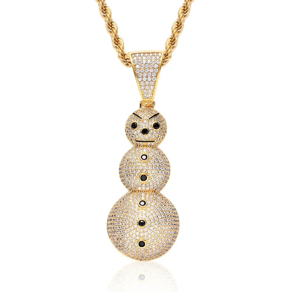 В стиле хип хоп с мелким цирконием AAA Циркон твердым покрытием Bling льдом Снеговик