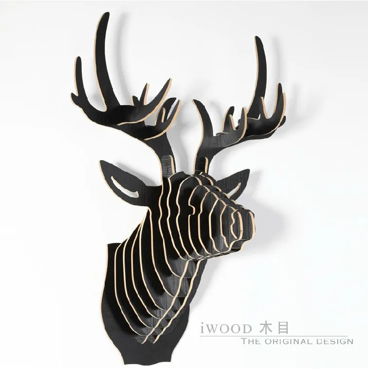 Поголовье оленей 3D DIY деревянные украшения дома Европейский животных резьба по