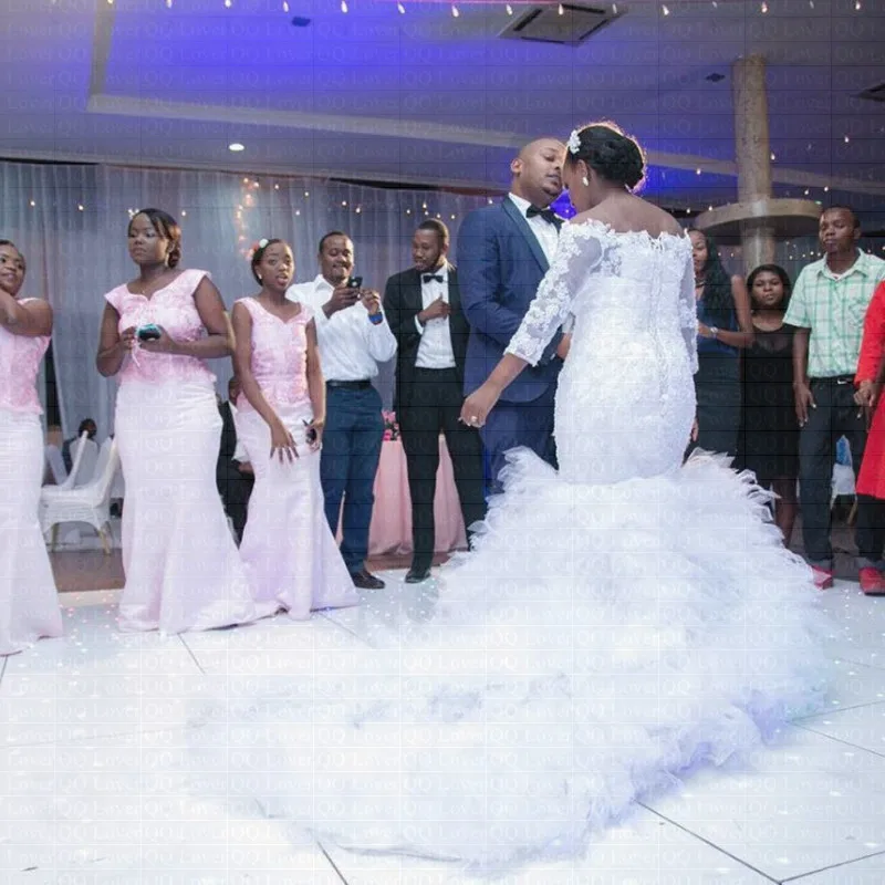 Новое Африканское кружевное свадебное платье с большим шлейфом размера плюс свадебное платье