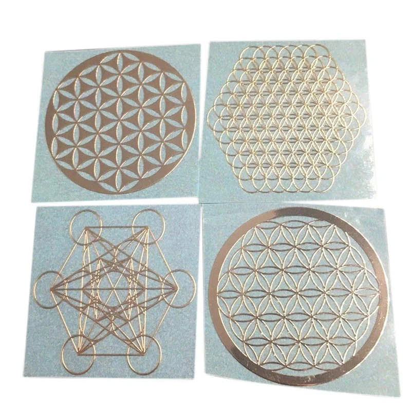 4Pcs Set New Metal Energy Decor Sticker Flower Of Life