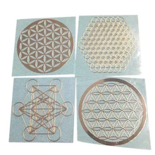 4Pcs Set New Metal Energy Decor Sticker Flower Of Life