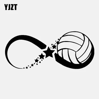 

YJZT 14.4CM*6.2CM Star Car Sticker Vinyl Decal Volleyball Black/Silver C3-0604