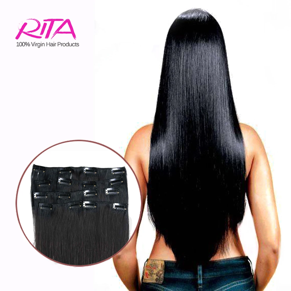 Black 1B# Clip in Human Hair Extensions 16-28 Remy Clip In Hair Extension Natural Hair Full Head Human Hair With Clip Ins