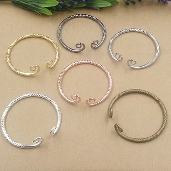 

60mm Open Cuff Bangle Settings Blank Bases Metal Brass Carved Wired Bracelet Findings DIY Making Multi-color Plated