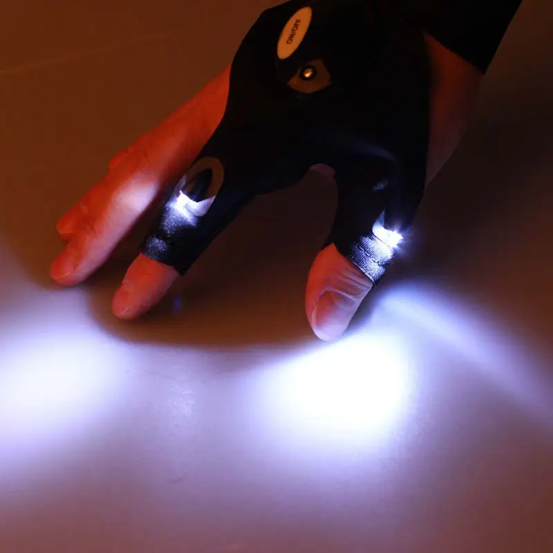 Светодиодный светильник-вспышка, перчатки без пальцев с волшебным ремешком и 2 светодиодный светильник для ремонта и работы в темных местах, рыбалки, кемпинга