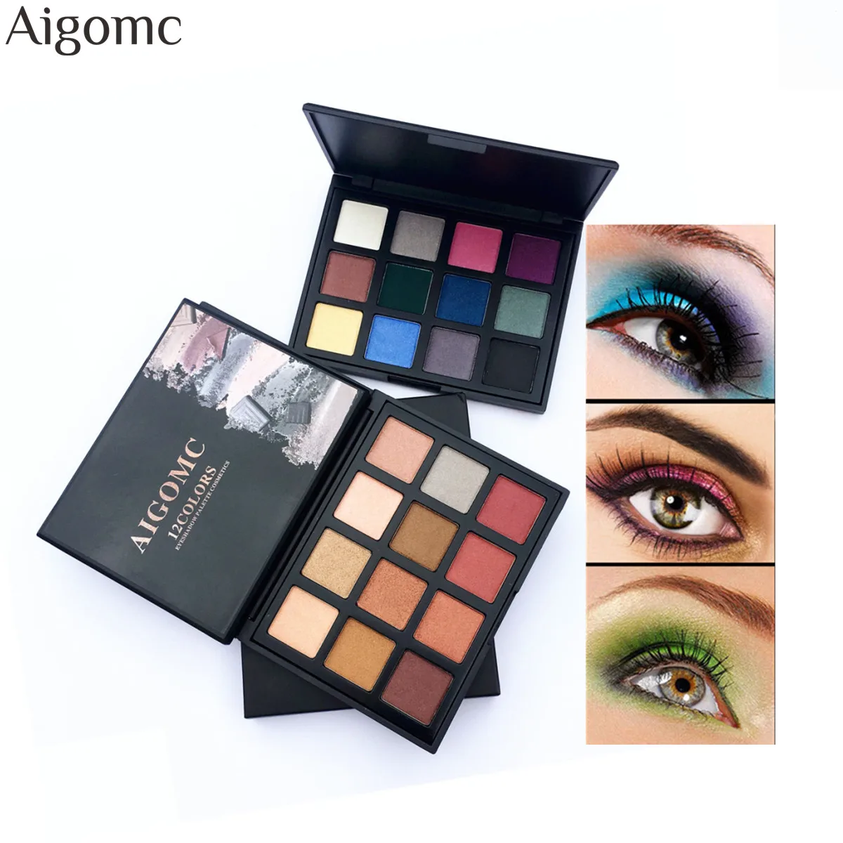 Aigomc Eyeshadow Palette 12 Color Shimmer Nature Glow Eye Shadow Makeup Cosmetics Sombra Waterproof Eyeshadows |