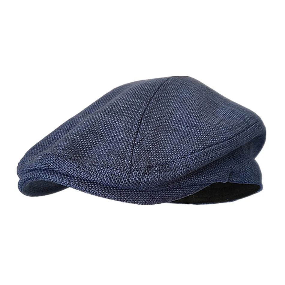 BUTTERMERE Mens Berets Grey Cotton Linen Flat Cap Male Solid Fitted Summer Retro Driving Hat Duckbill Brand Plain Gatsby Ivy Hat men's french beret