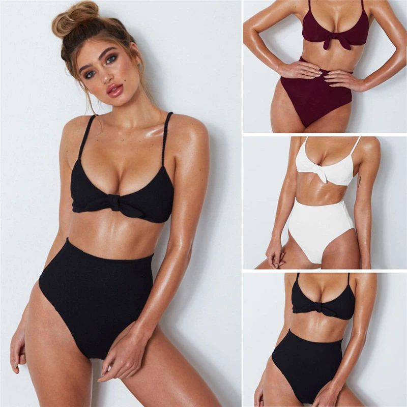 

Women Hight Waist Bowknot Bikini Push Up Padded Bikini Swimsuit Swimwear Bathing Suits Women Beachwear Biquini Brazilian Bikini