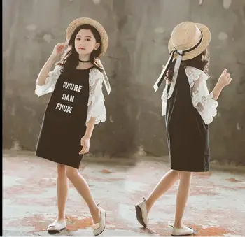 

big girl dresses 2019 summer princess costume kids cotton lace dress children letter dresses fashion high-grade kids clothing