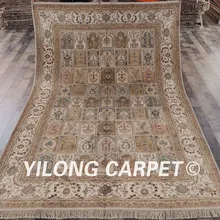 YILONG 6'x9' тавризский шелк Vantage ковер четыре сезона ковер ручной работы площадь шелковый ковер(J03B6x9