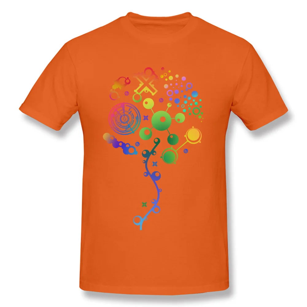 Tree Simple Style ostern Day Pure Cotton Crew Neck Men Tops Shirt Casual T Shirt Cute Short Sleeve Top T-shirts Tree orange