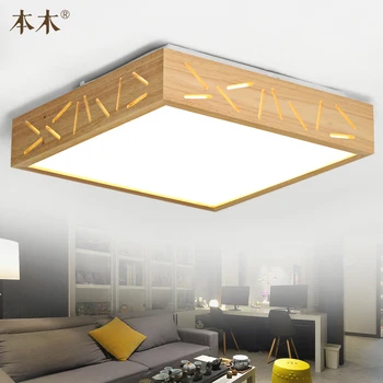 

Japanese-Style Surface Mounted Oak Wood AC 110/220V LED Ceiling Lamp Sheepskin Cover Ultra-thin Tatami for Bedroom Living room