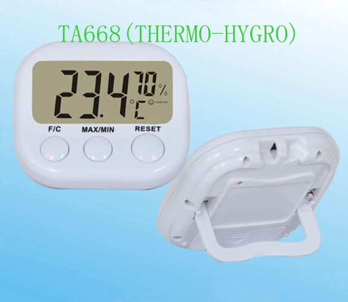 White Mini Digital Thermometer Hygrometer Indoor LCD Display Thermo Hygrometers With Stand TA668