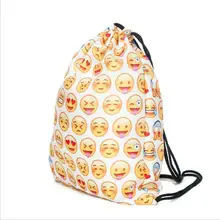 Fashion Emoji Flodable Shopping Bag Backpack Sports Bag for Storaging Clothes Shoes Bag Cosmetics Home Hanging Handbag Organizer