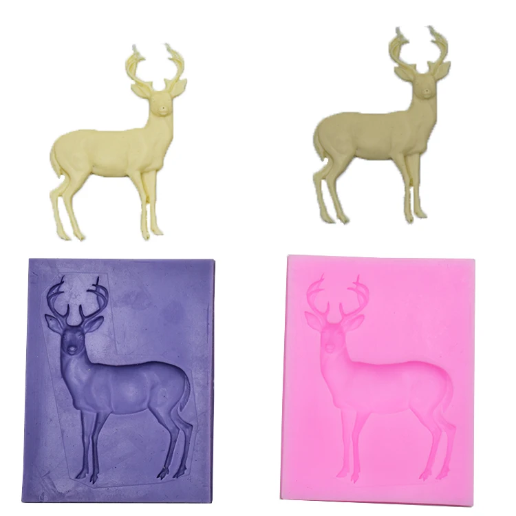3D Buck Deer Elk Shape Fondant Mould Cake Decor Silicone UK Chocolate DIY G7X2