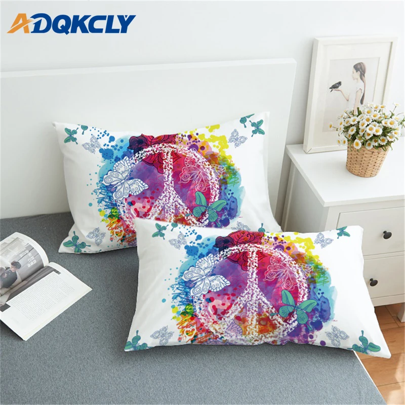 

1Pair New Arrival Bedding Pillowcase Butterfly Polyester Printed Pillow Sham Home Hotel 4 Seasons Pillow Cover 50*75cm/50*90cm