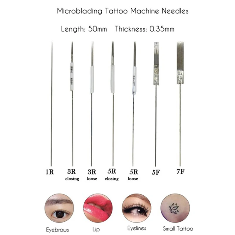 

50pcs Microblading Machine Needles Set Mixed Size 1R 3R 5R Closing Loose 5F 7F Permanent Makeup Eyebrow Tattoo Needles Supplies