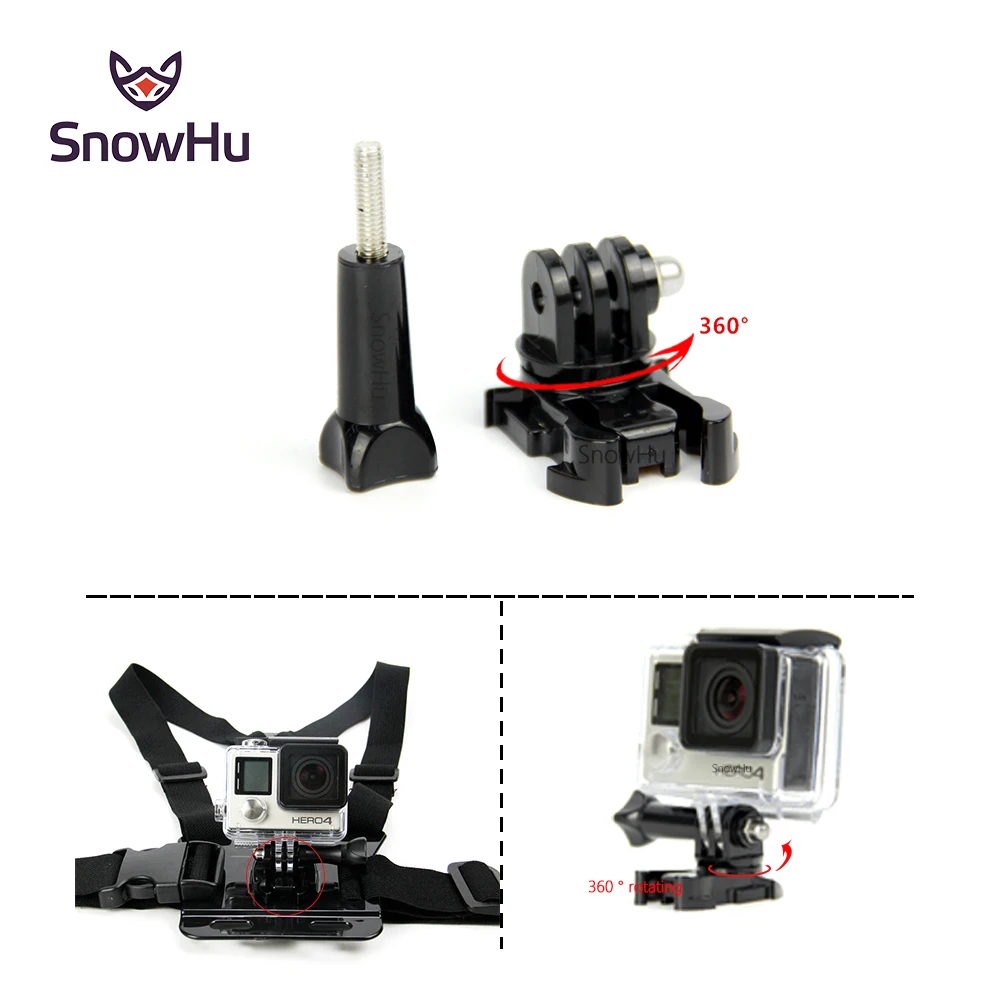 SnowHu For Gopro accessories 360 Degree Rotate Buckle Base Vertical