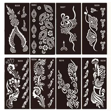 10 шт цветок временные трафареты татуировки шаблон Менди хна Искусство Аэрограф живопись одноразовые трафареты Mehndi шаблоны блеск