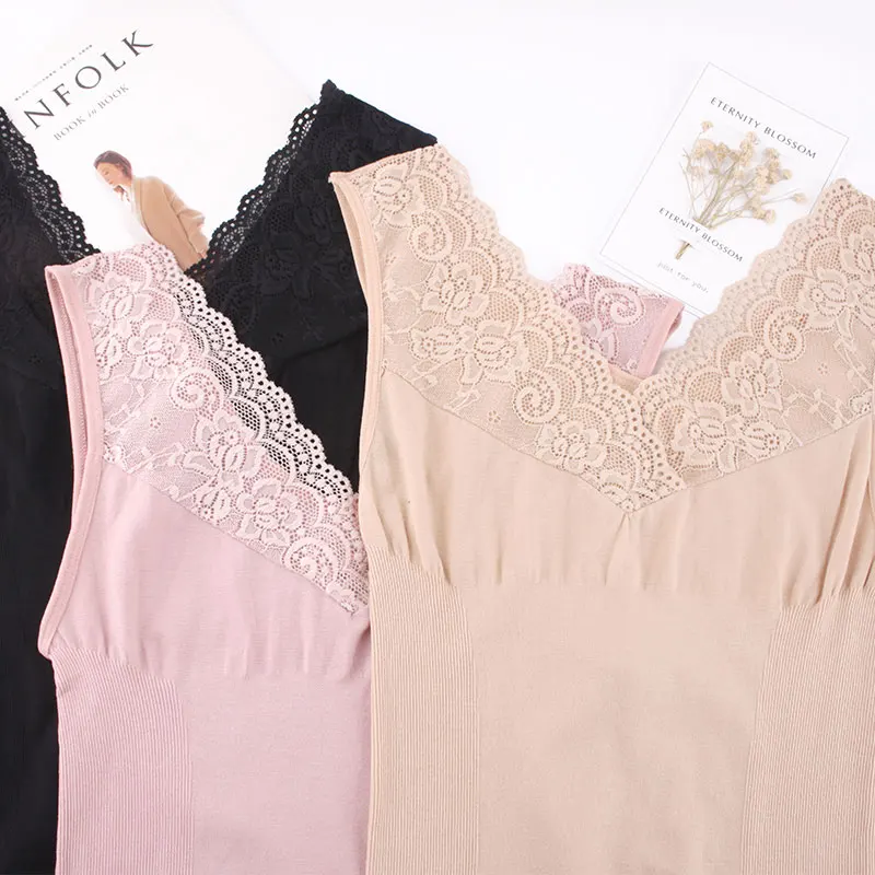 The basic render sleeveless shirt vest V collar lace singlet thermal camisole corset woman slim and thin solid tank tops female