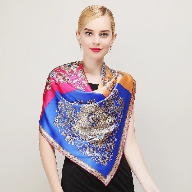 Aliexpress.com : Buy Fashion Royal Style Blue Pink Silk Scarf New
