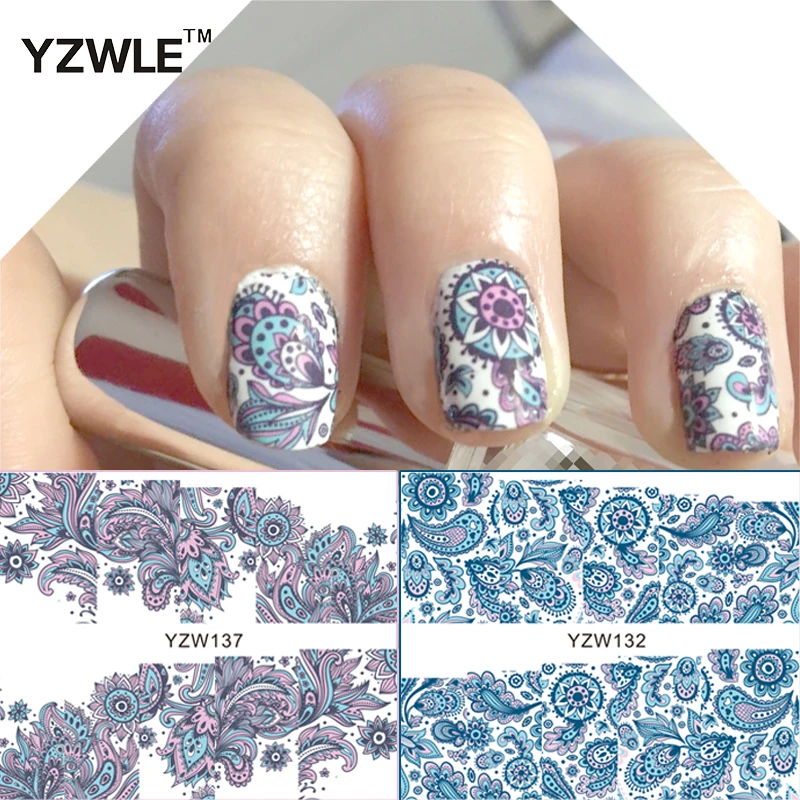 

ZKO 2 Patterns/Set Blooming Flower Nail Art Water Decals Transfer Sticker stickers for nails