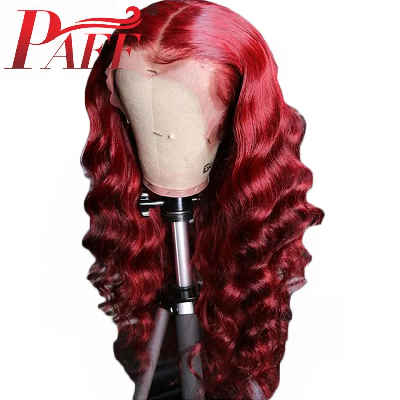 

PAFF 13x6 Lace Front Human Hair Wigs Colored Red Loose Wave Wig Malaysia Remy Hair Bleached Knots Lace Front Wigs With Baby Hair
