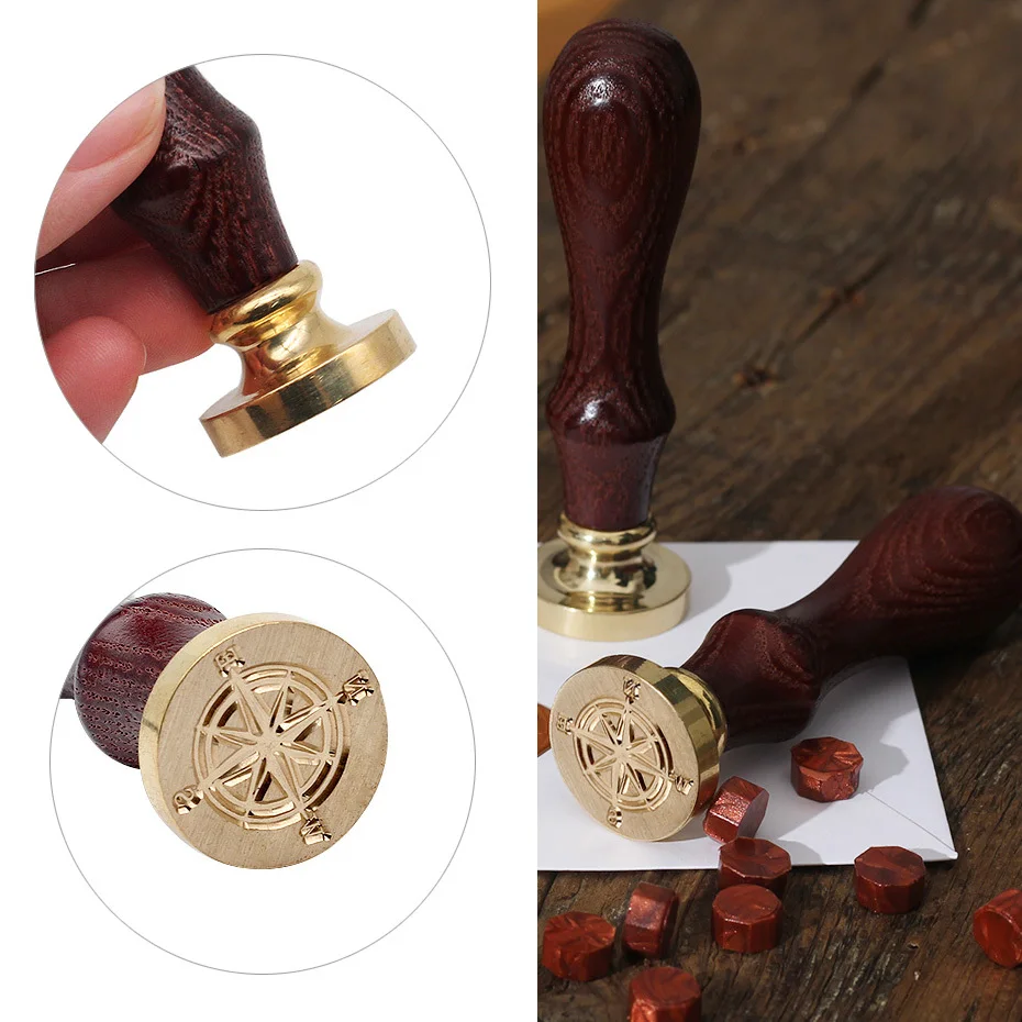 Metal Retro Diy Craft Envelop Stamps Classic Sealing Wax Stamp Wood Handle Ancient Horoscope Wedding Invitations Wax Seal Stamp