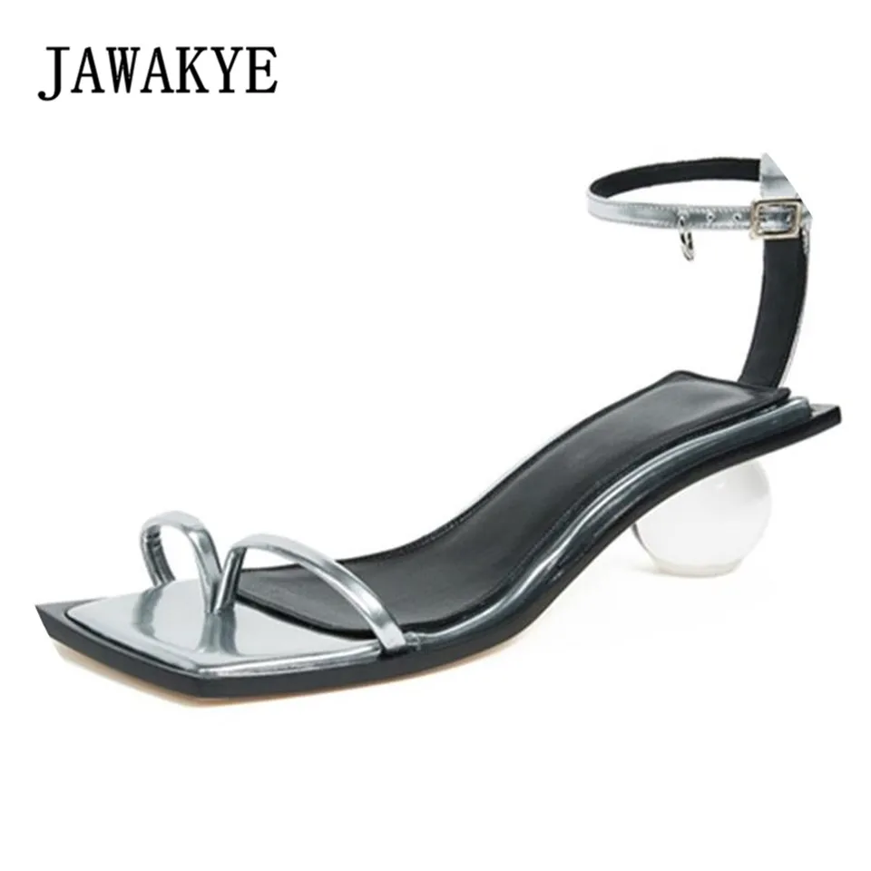 JAWAKYE Round Clear heels Sexy Women Sandals Kitten Heel