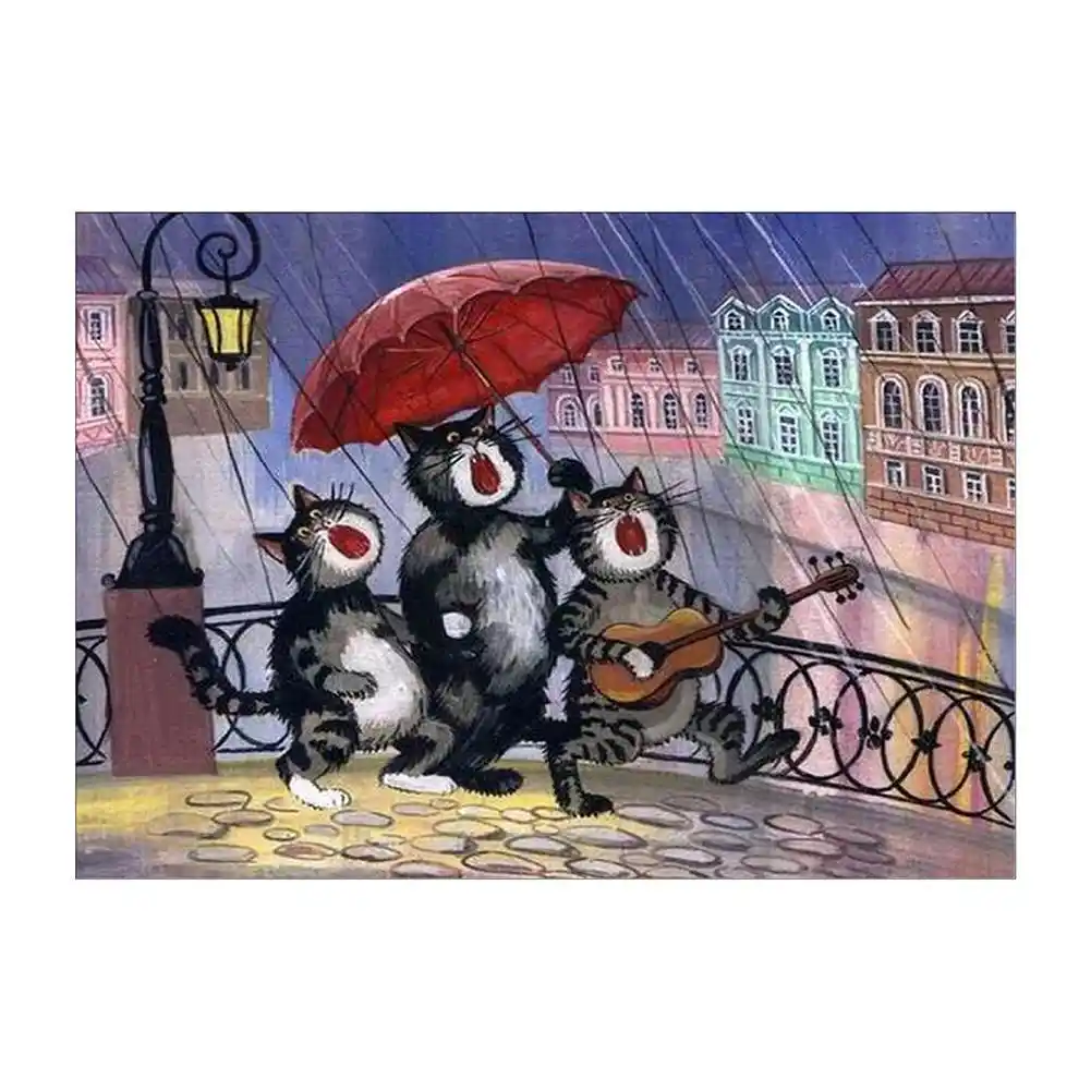 30 40 سنتيمتر 5d الغناء القط نمط الراين الرسم الرسم التطريز عبر الابره Diy اليدوية الديكور هدية عيد Aliexpress