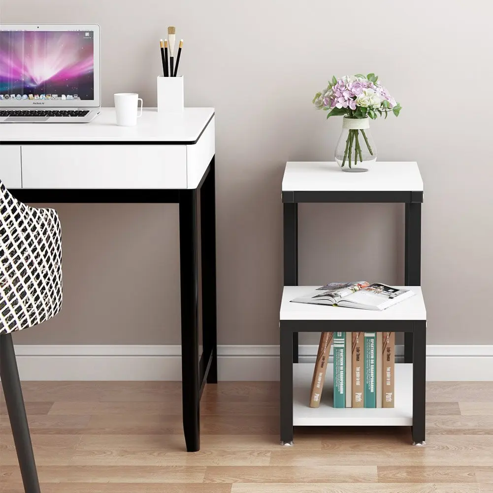 3 Tier End Table With Storage Side Sofa Shelves Small Bookcase