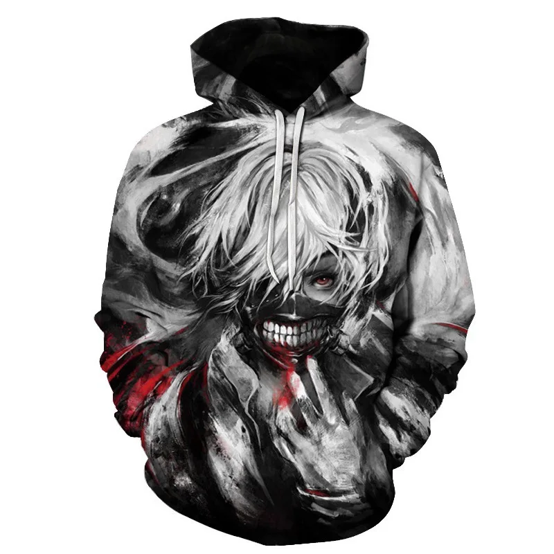 

New Cosplay Hooded Sweatshirts Classic Anime Tokyo Ghoul 3D Printed Hoodies Ken Kaneki Harajuku Sweatshirt Streetwears for Men